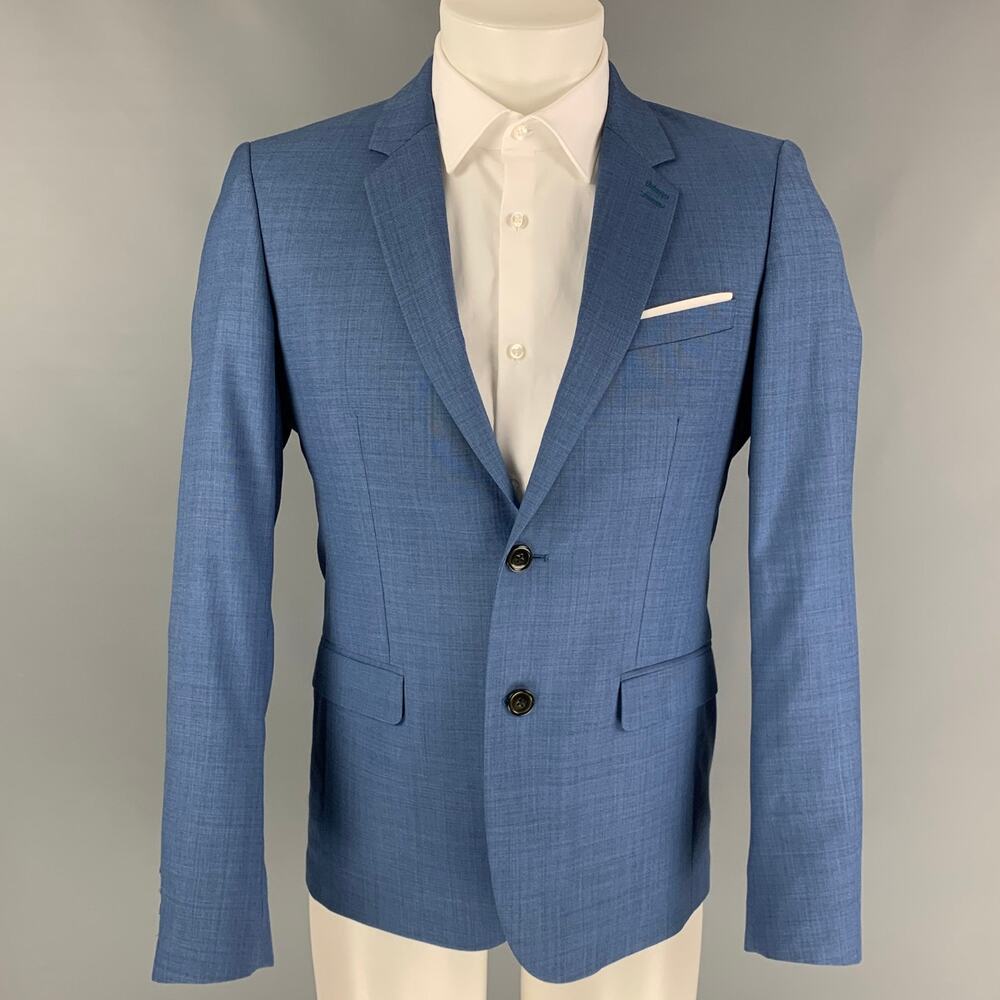 THE KOOPLES Chest Size 36 Blue Wool Notch Lapel Sport Coat